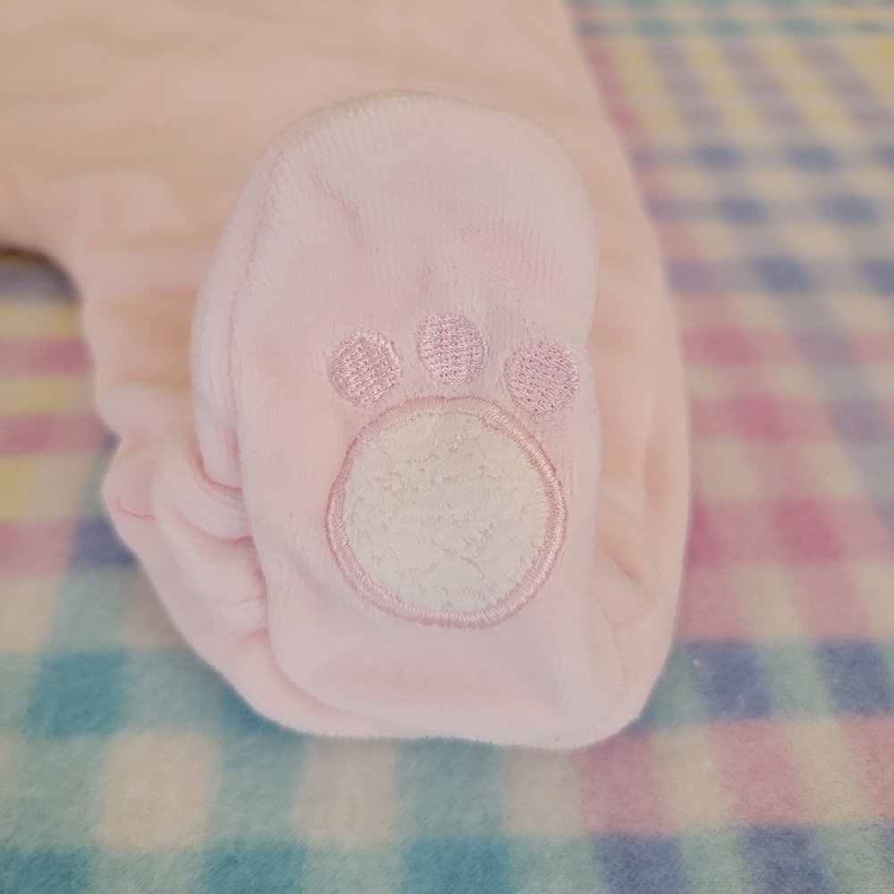 MINIBASIX ♡ Sweet Vintage Pink 'n White Baby Girl Velvet Teddy Bear Bunting 0-3M - Picture 13 of 17